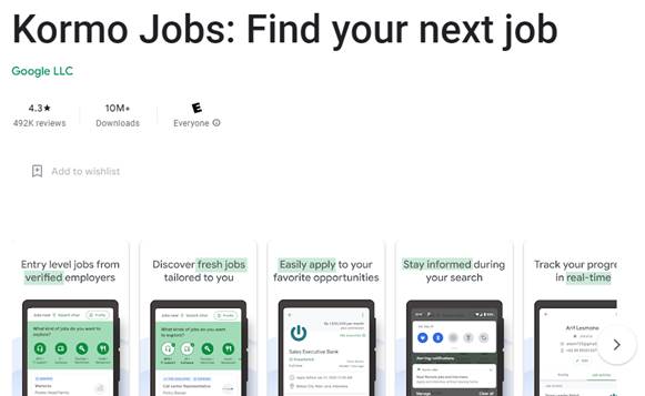 Aplikasi Pencarian Lowongan Kerja Kormo Jobs