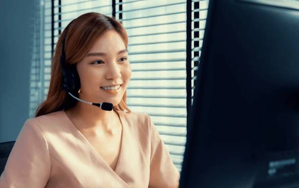a woman wearing a headset