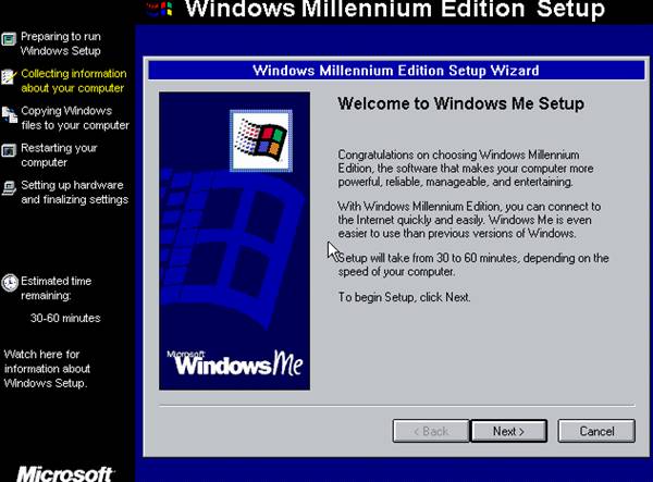 Cara Instalasi Windows ME Millennium Edition